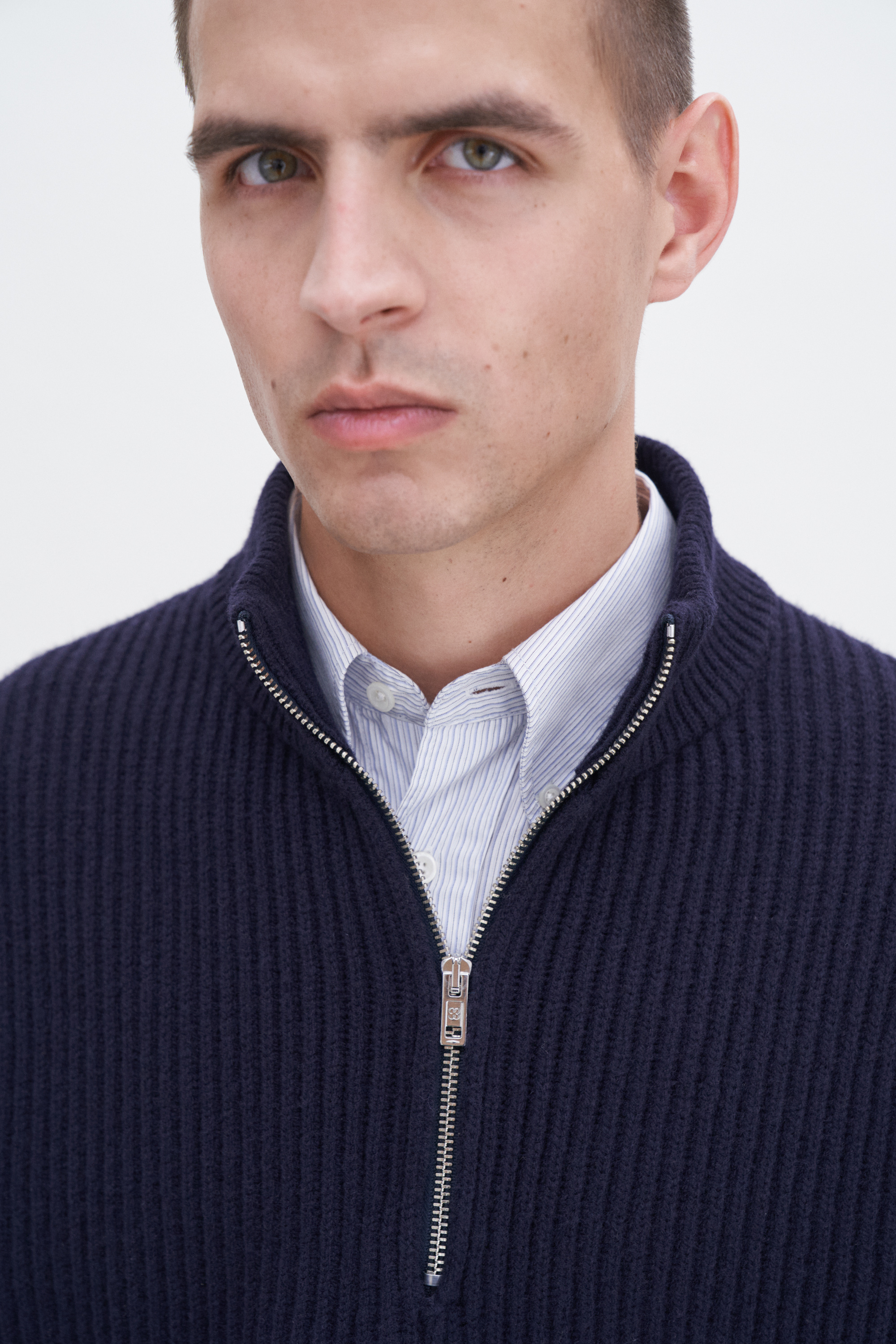 Shop Filippa K Lambswool Half Zip Sweater In Blue