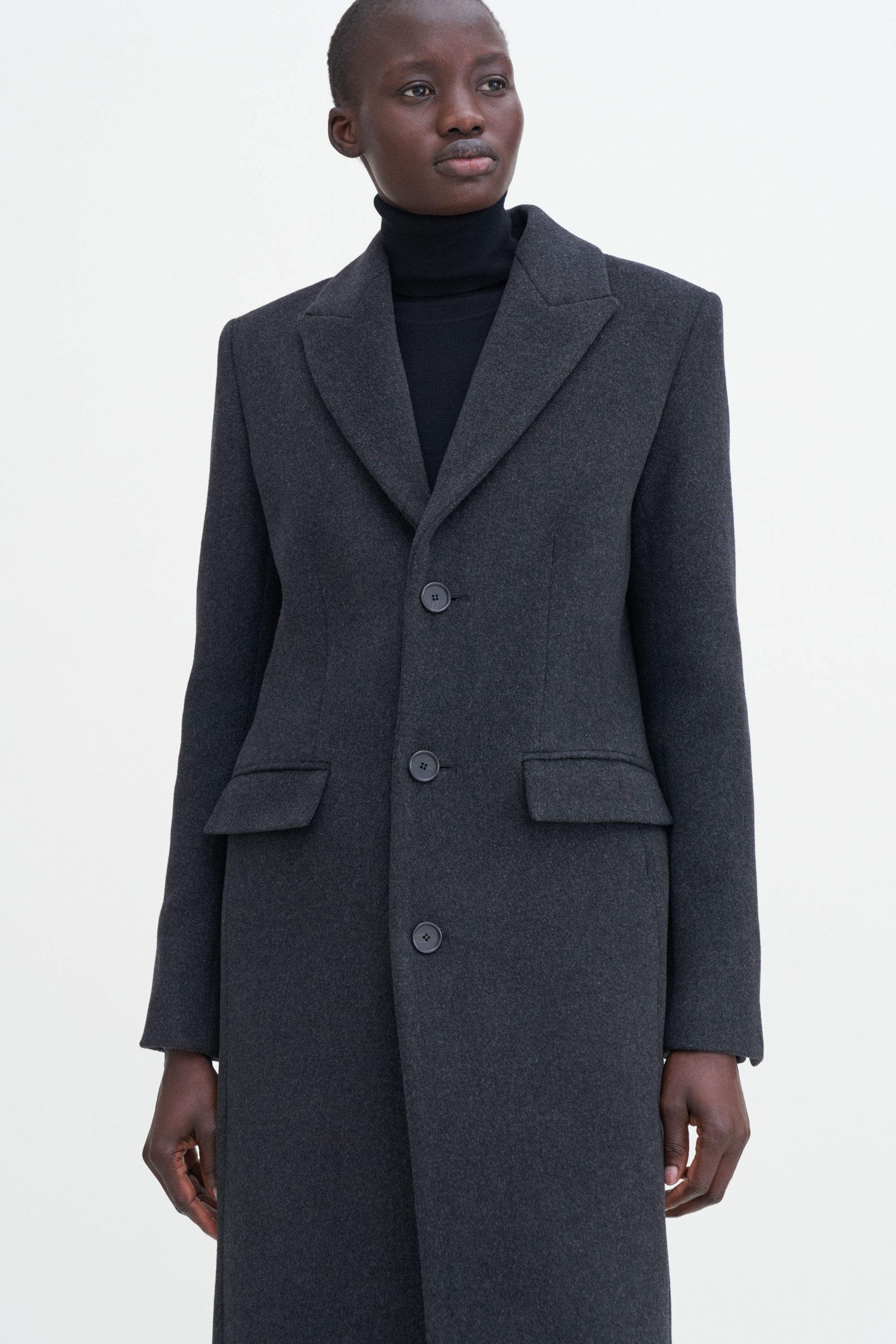 Shop Filippa K 93 Slim Wool Coat In Grey