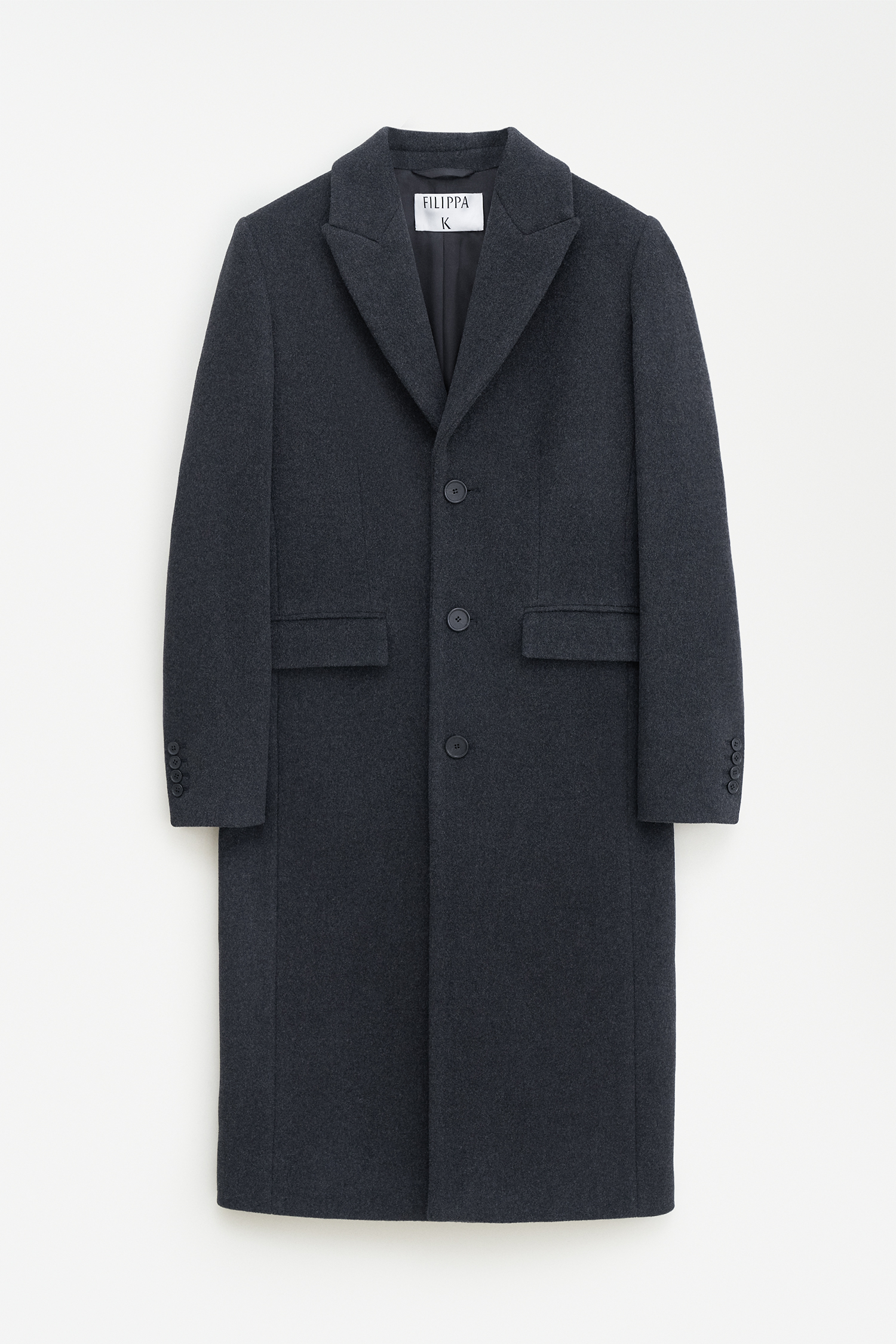 Shop Filippa K 93 Slim Wool Coat In Grey