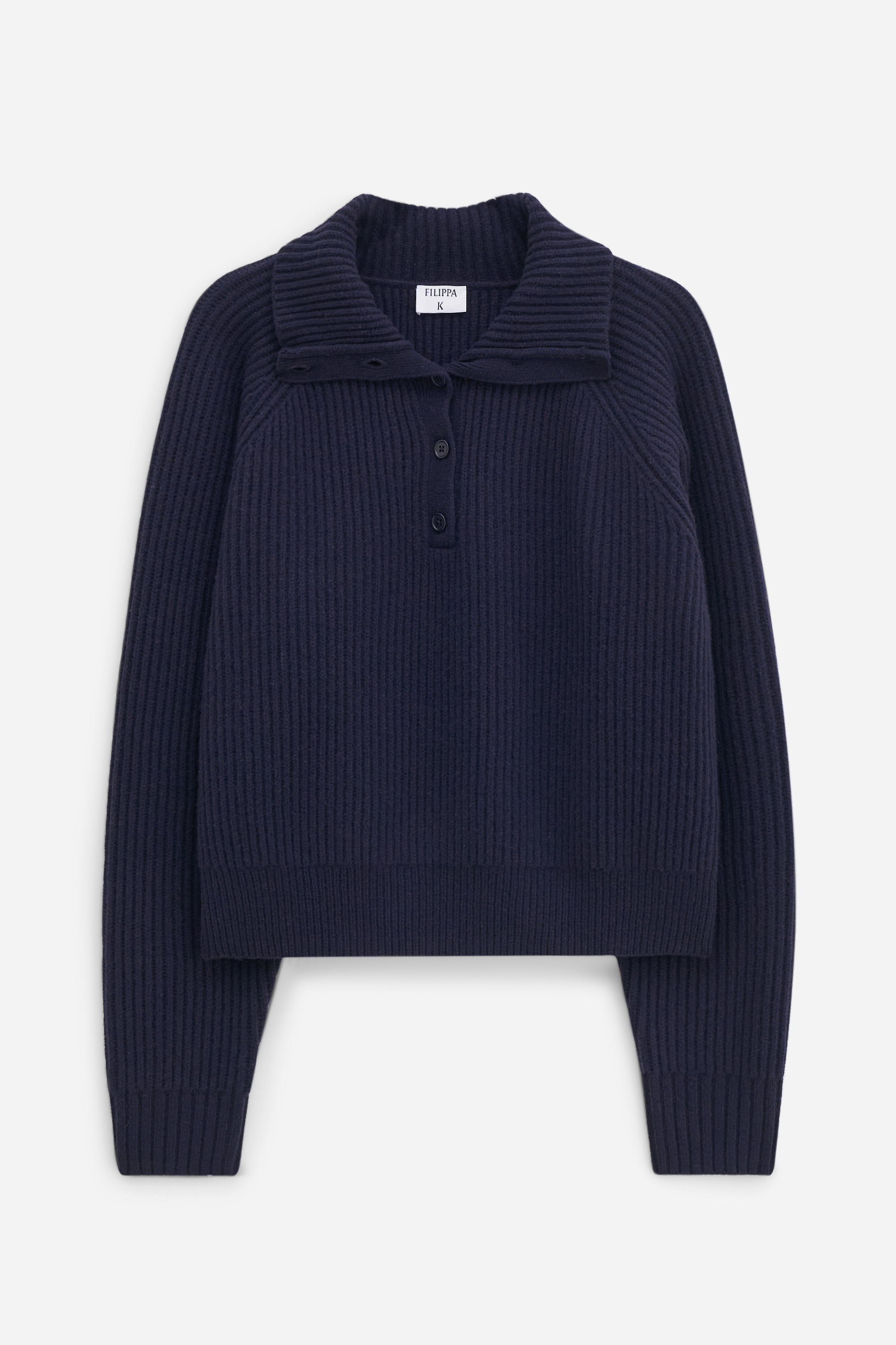 Shop Filippa K Lambswool Buttoned Collar Sweater In Blue