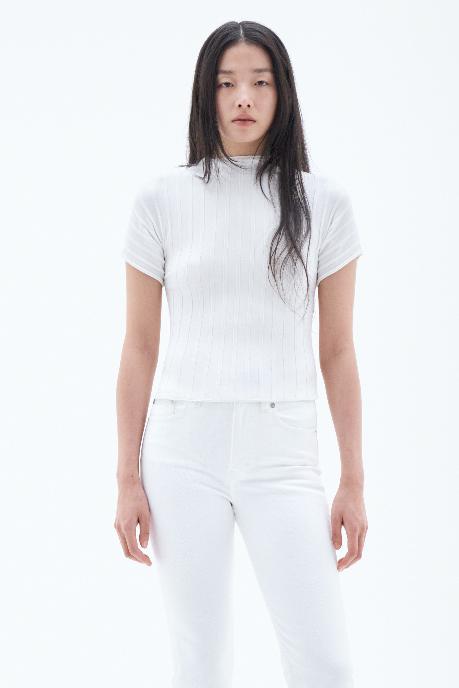 Shop Filippa K Mock Neck Top In White