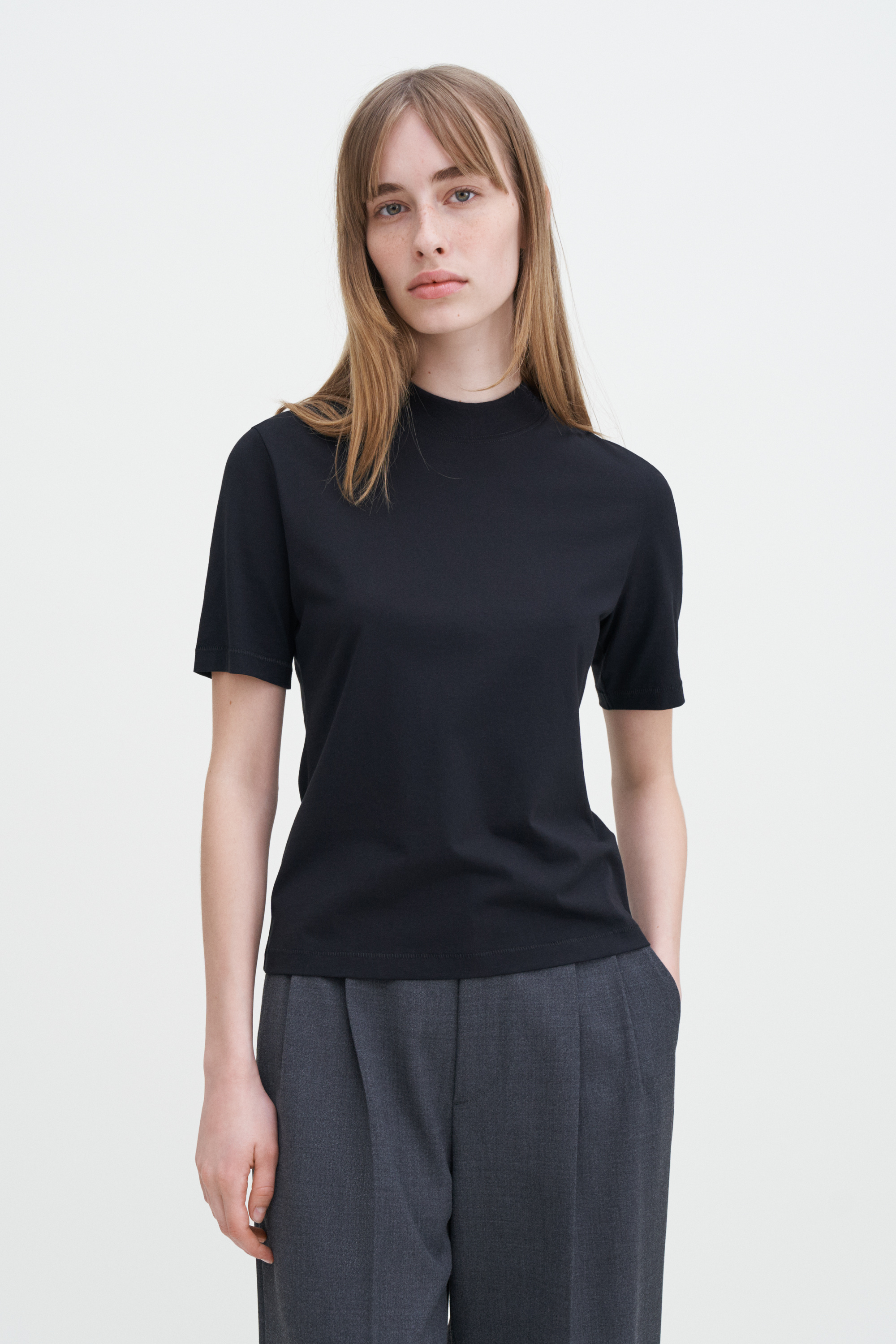 Shop Filippa K Mock Neck Tee In Black