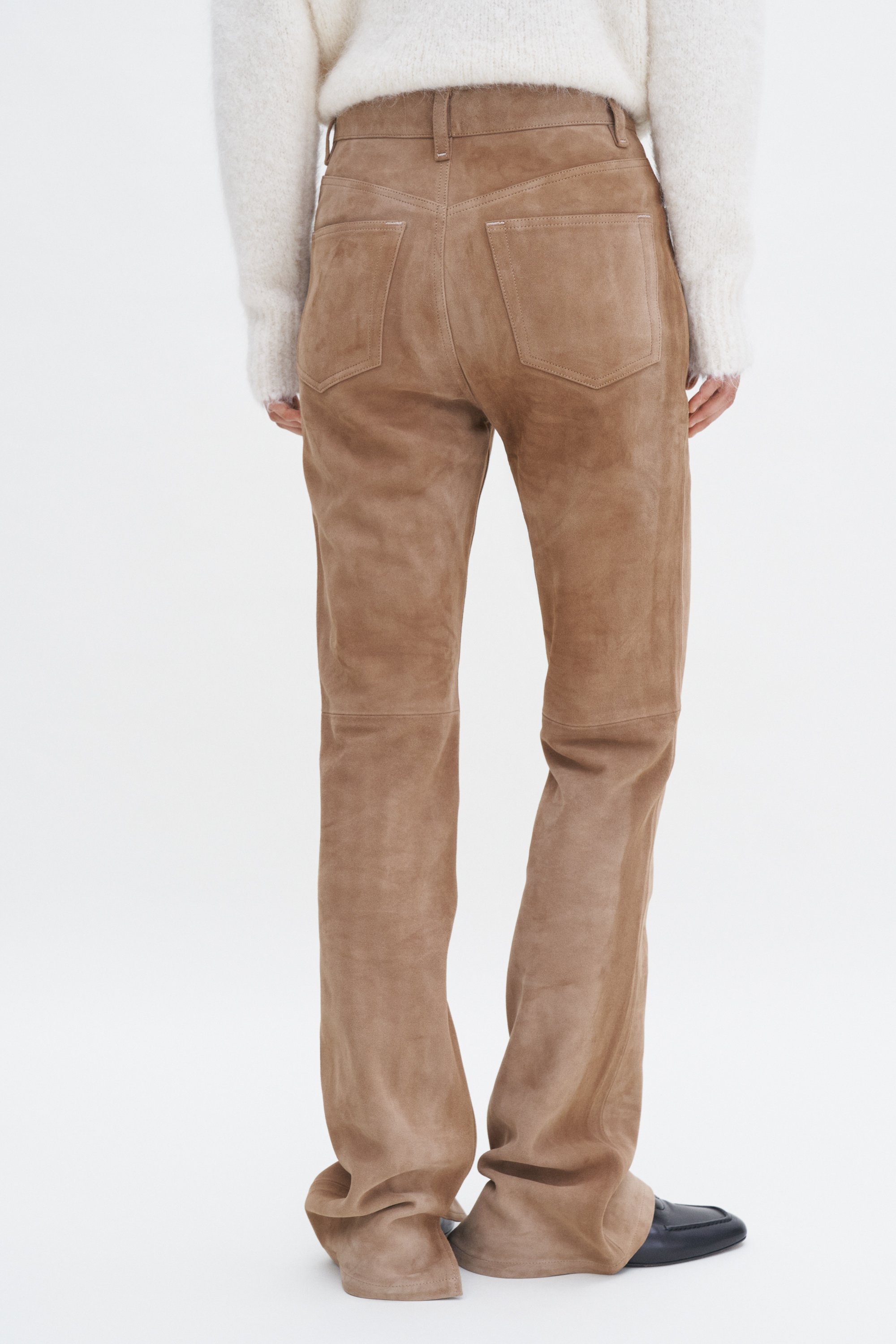 Shop Filippa K Suede Five Pocket Trousers In Brown