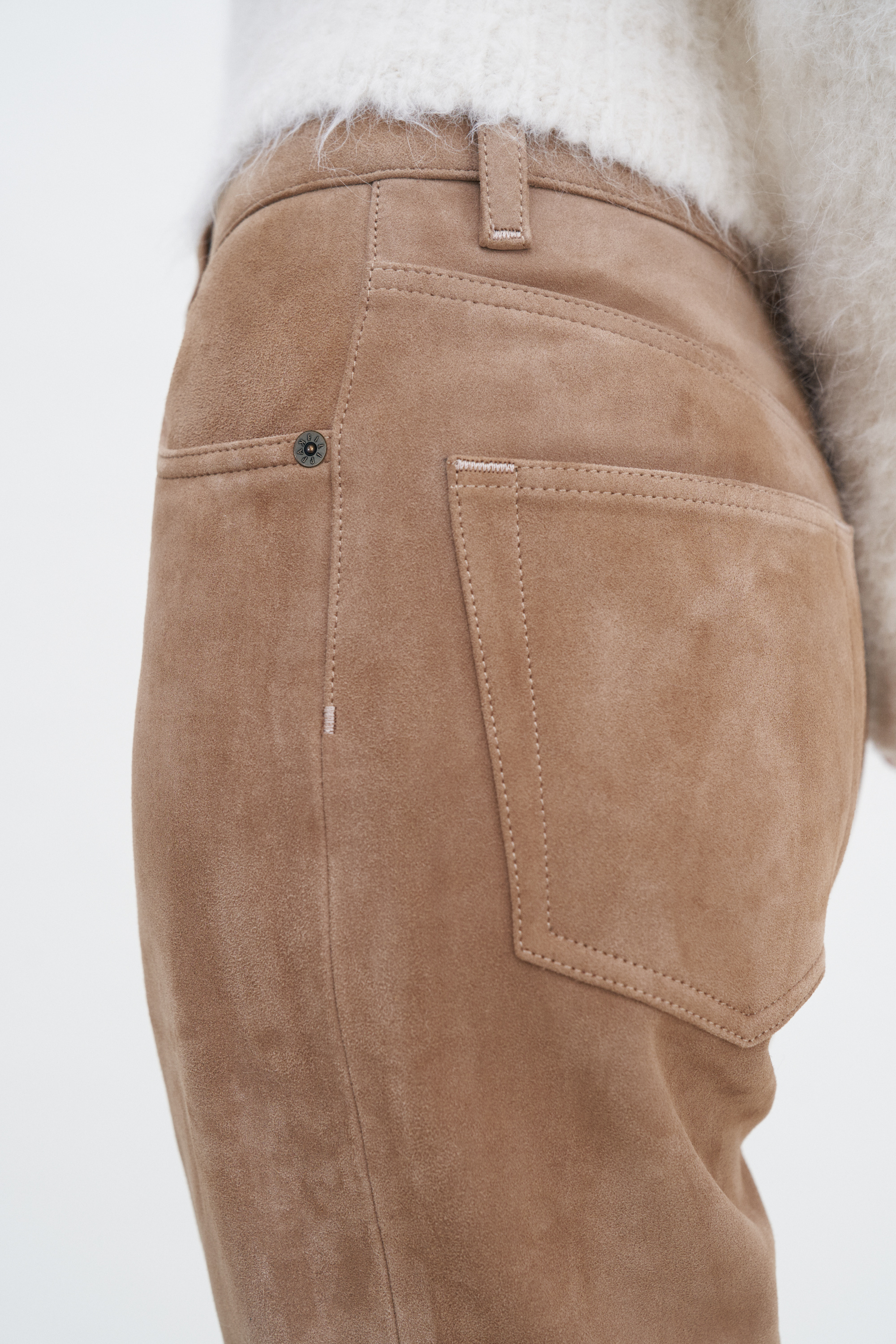 Shop Filippa K Suede Five Pocket Trousers In Brown