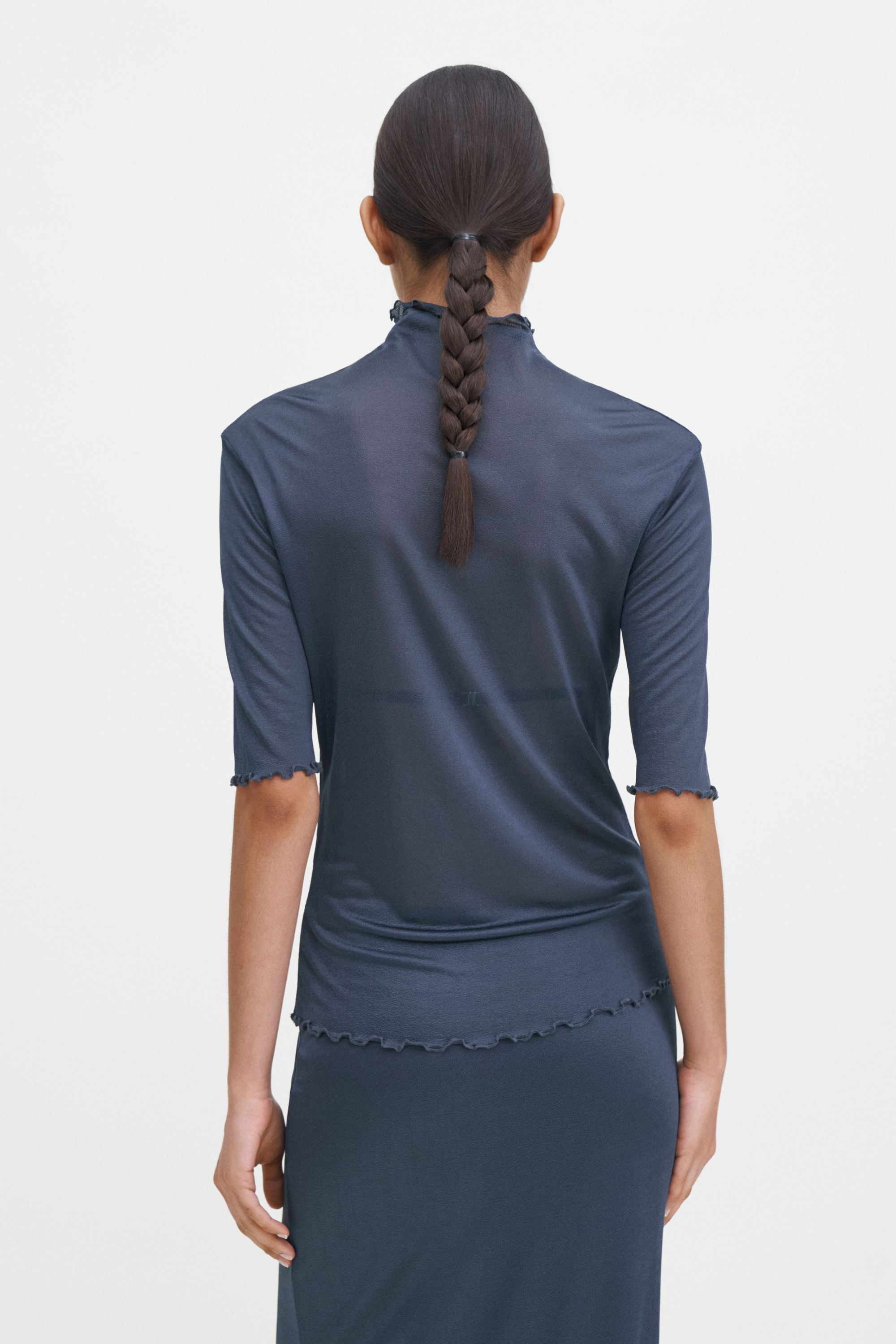 Shop Filippa K Mock Neck Frill Top