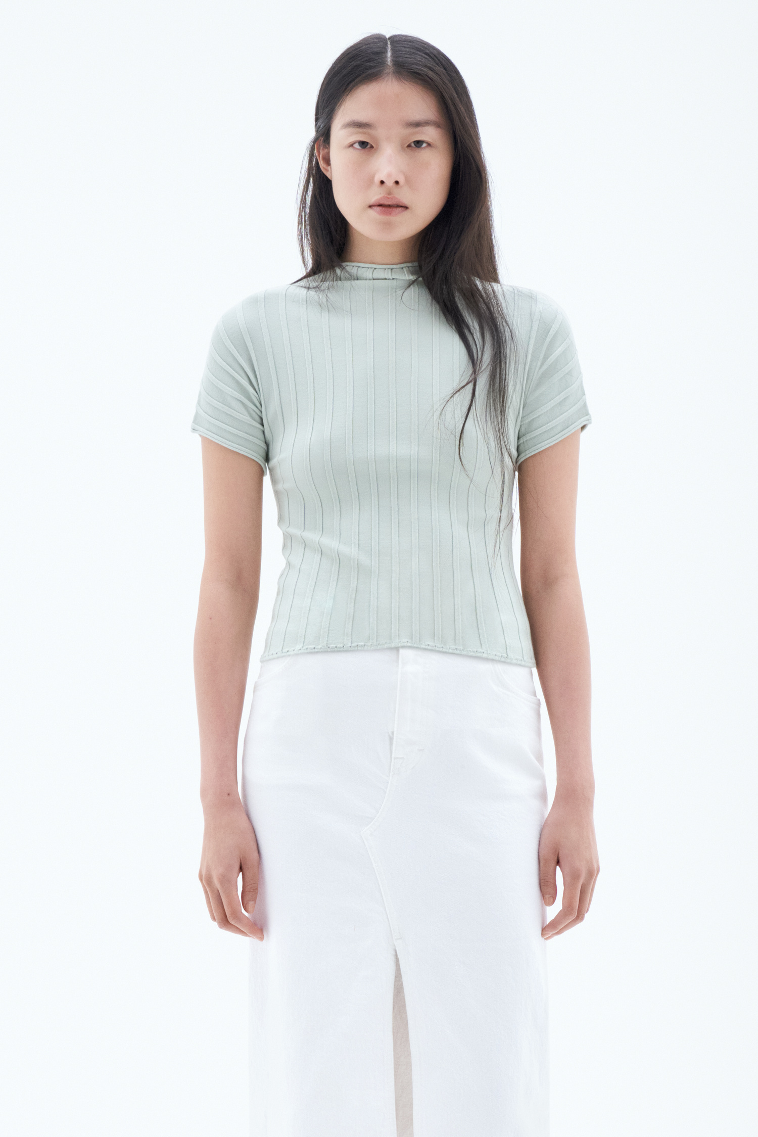 Shop Filippa K Mock Neck Top In Green